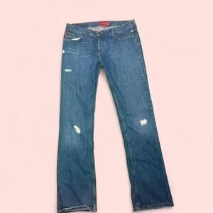 Vtg Y2K Hollister Women’s Size 9 Bootcut Denim Blue Jeans Distressed‎ Low Rise